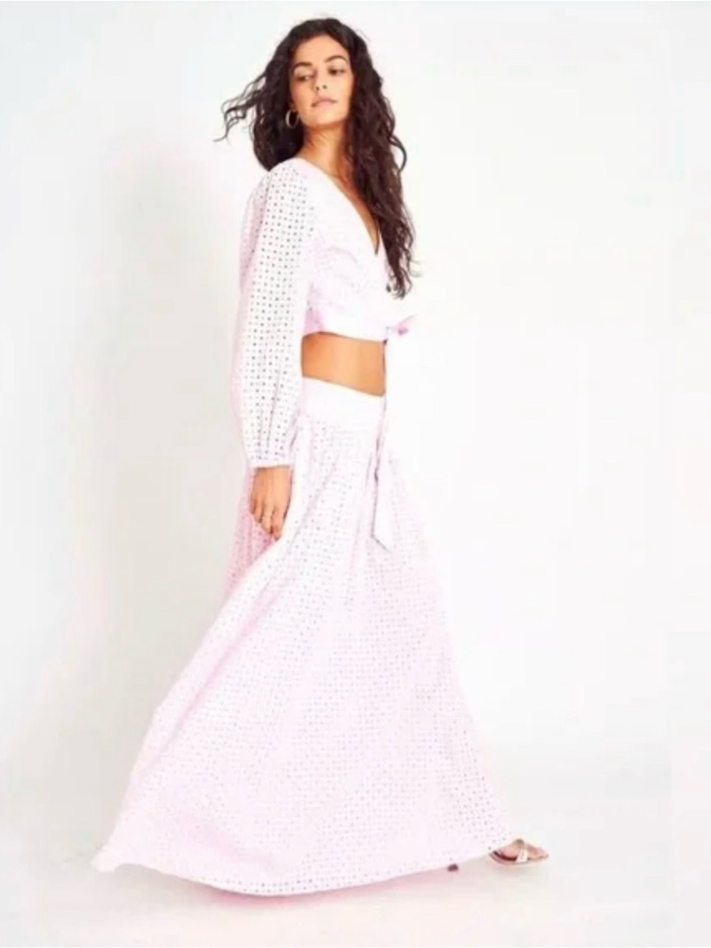 NWT LoveShackFancy Kinza Crop Wrap Top & Aventi Skirt Set Lotus Pink XS/0  $830!